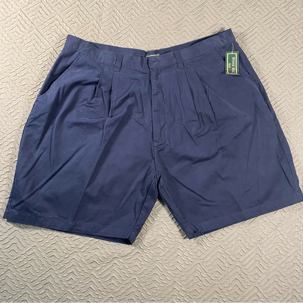 NEW Men’s Pleat Front Golf Shorts Size 42 Blue Navy